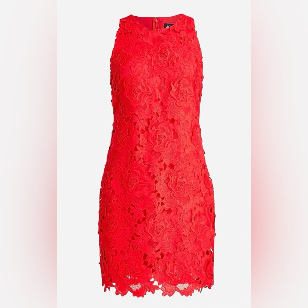 NWT true red J. Crew Collection luxe floral lace dress, size 8